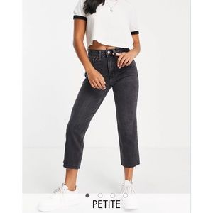 Topshop | Petite raw hem straight jeans in washed black NWT